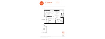 A floor plan for a Parkdale Collective interior at 568 Sq. Ft.
