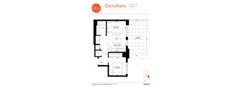 A floor plan for a 547 square foot interior.