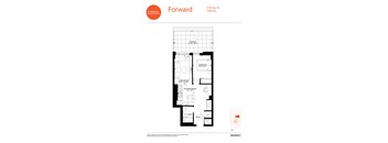 A floor plan for a Parkdale Collective interior at 618 Sq. Ft.