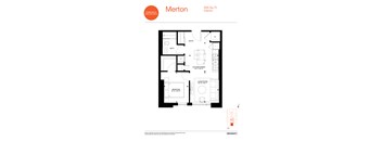 A floor plan for a 555 sq. ft interior.
