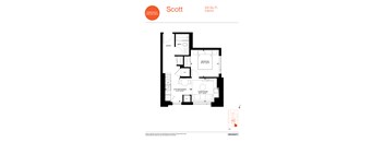 A floor plan for a 512 square foot interior.