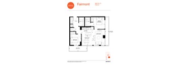 A floor plan for a property located at 869 Sq. Ft. Interior.
