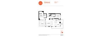 A floor plan for a 1050 square foot interior.