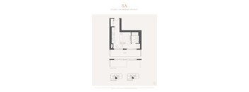 A floor plan for a studio apartment with a bathroom and a separate living room.