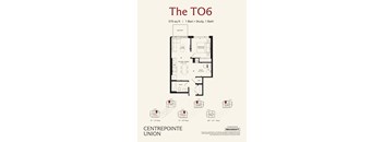 A floor plan for a 576 sq ft apartment with one bed and one bath.