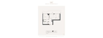 A floor plan for a 1 bedroom 1 bathroom apartment sized at 576 square feet.