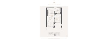 A floor plan for a 558 square foot home with one bedroom and one bathroom.