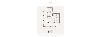 A floor plan for a 2 bedroom, 2 bathroom apartment sized at 809 square feet.