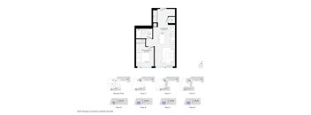 A floor plan of a building with eight floors and a ground floor.