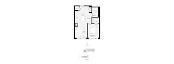 A floor plan of a house with a garage and a separate entrance.