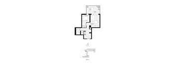 A floor plan of a house with a garage and a separate guest house.