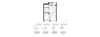 A set of architectural floor plans for a building with eight floors.
