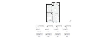 A floor plan of a building with eight floors and a ground floor.
