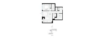 A floor plan of a house with a garage and a second floor with three bedrooms.