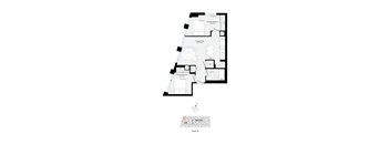 A black and white floor plan of a house with a separate section for a garage.