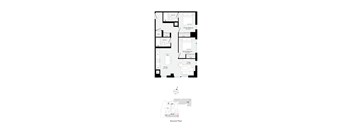 A floor plan of a house with a ground floor and an attic.