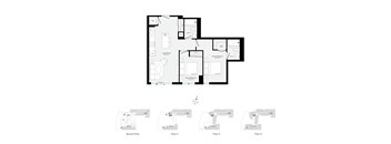 A floor plan of a house with four floors and a ground floor plan.