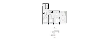 A floor plan of a four-story building with rooms labeled on each floor.