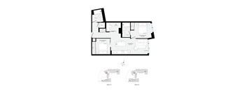 A black and white floor plan of a house with two sections labeled Floor 3 and Floor 4.