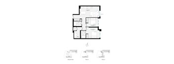 A floor plan of a three-story building with labeled rooms.
