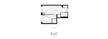 A floor plan of a house with a garage and a separate entrance.