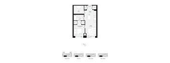 A floor plan of a building with rooms labeled and a key at the bottom.