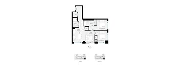 A black and white floor plan of a building with two sections labeled floor 5 and floor 6.3.
