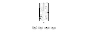 A black and white image of a floor plan for a building with labeled rooms.