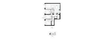 A floor plan of a house with a garage and a separate guest house.