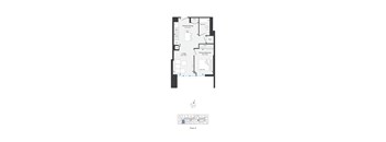 A floor plan of a house with a living room, dining room, kitchen, and bathrooms.