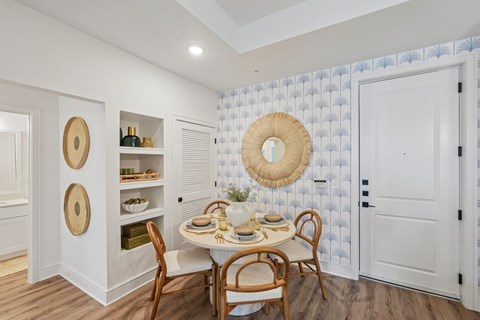 Dining Area with Built-In Shelves