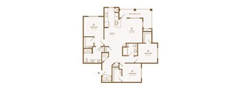 A floor plan of a house with a living room, dining room, kitchen, and four bedrooms.