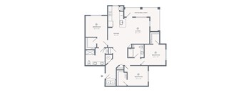 A floor plan of a house with a living room, dining room, kitchen, and three bedrooms.