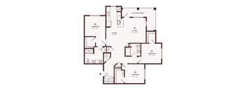 A floor plan of a house with a living room, dining room, kitchen, and three bedrooms.