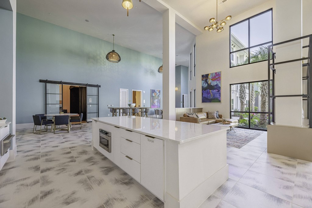 Clubhouse Kitchen with Lounging Areas