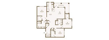 A floor plan of a house with a living room, dining room, kitchen, and four bedrooms.