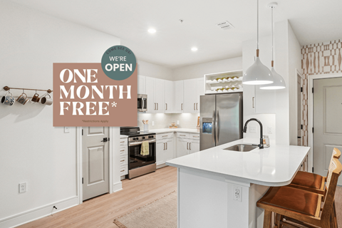 Kitchen with Quartz Countertop and Stainless Steel Appliances.