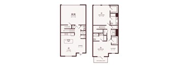 A floor plan of a house with a garage, two bedrooms, a living room, a dining room, a storage area, and a patio/balcony.