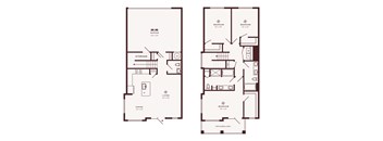 A floor plan of a two-story house with a garage, living room, dining room, and two bedrooms.