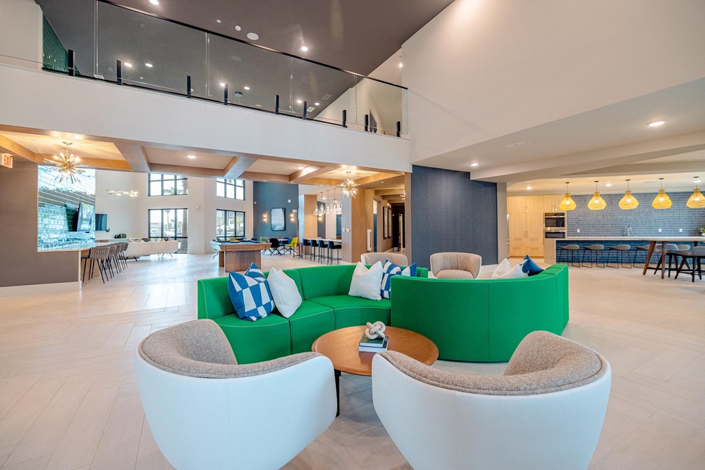 the preserve at cardinal courts spacious lobby with couches and chairs