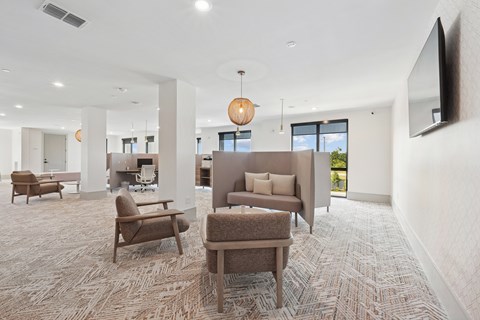 Coworking Lounge with Computers and Printers