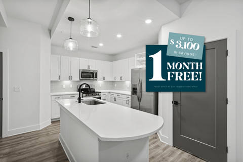 Kitchen with Quartz Countertop and Stainless Steel Appliances.