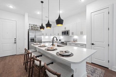 Kitchen with Quartz Countertop and Stainless Steel Appliances