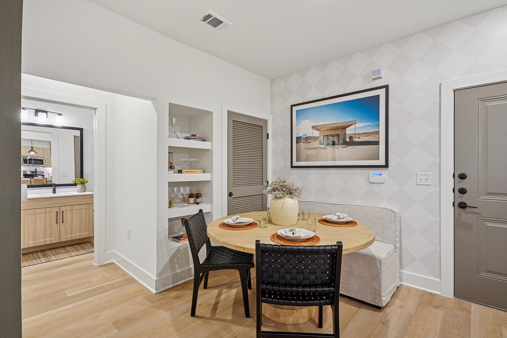 Dining Area with Built-In Shelves