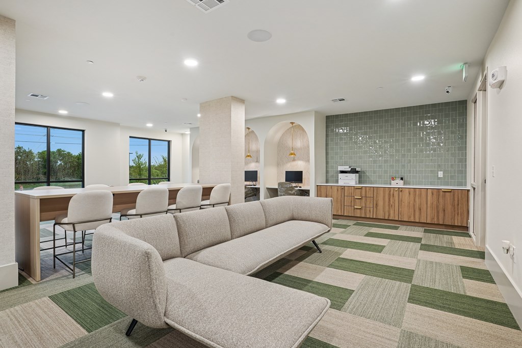 Coworking Lounge with Computers and Printer