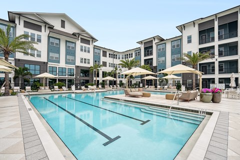 Resort-Style Pool with Sun Shelf and Grilling