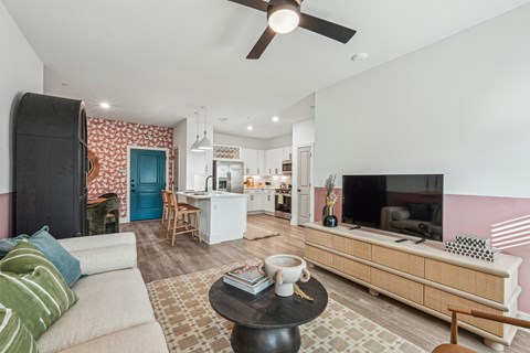 Living Room with Views to the Kitchen and Dining Area
