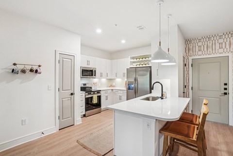 Kitchen with Quartz Countertop and Stainless Steel Appliances