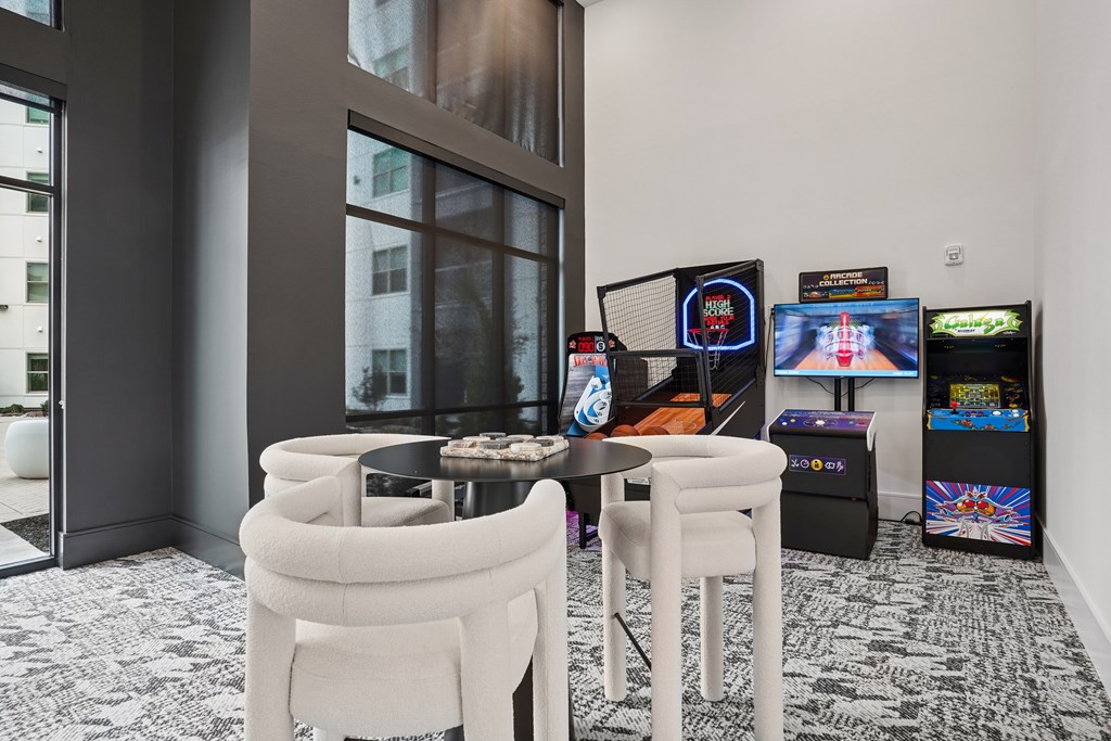 Social Lounge with Arcade, TVs, and Relaxing Spaces