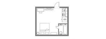 1 Bed Studio 204 SF